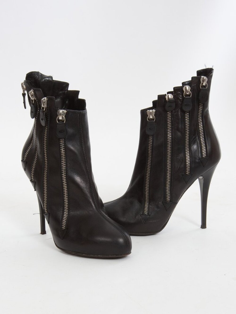 Giuseppe Zanotti Black Leather Stiletto Ankle Boots Booties sz 38 US 8